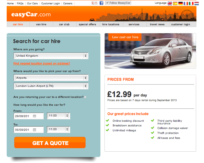 easyCar UK cheap car rentals