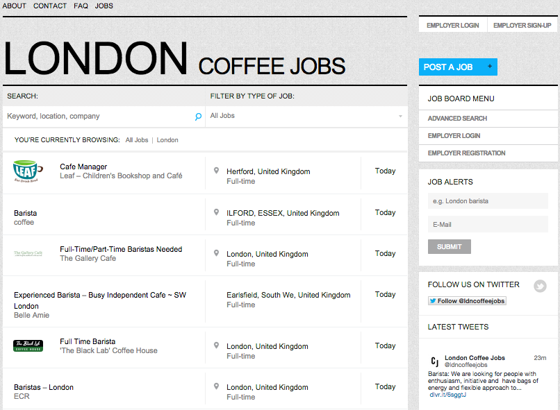 London Coffee Jobs Board