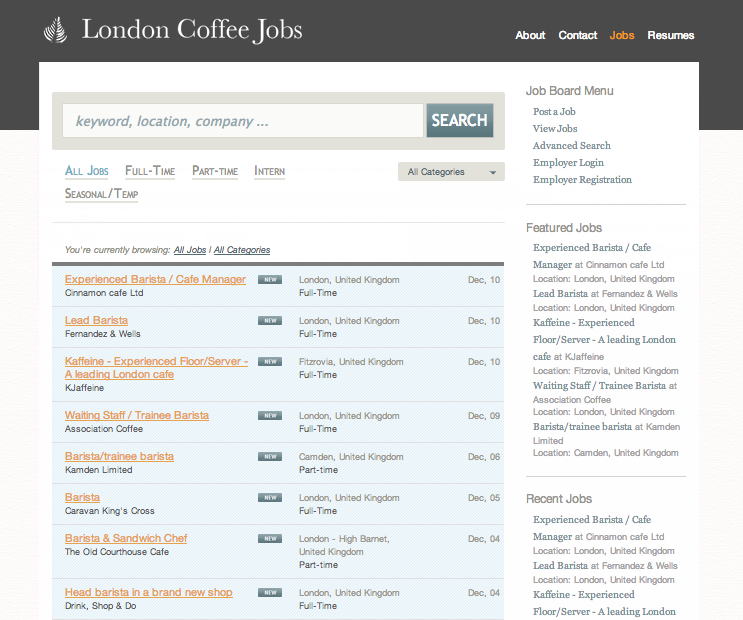 London Coffee Jobs Broke in London