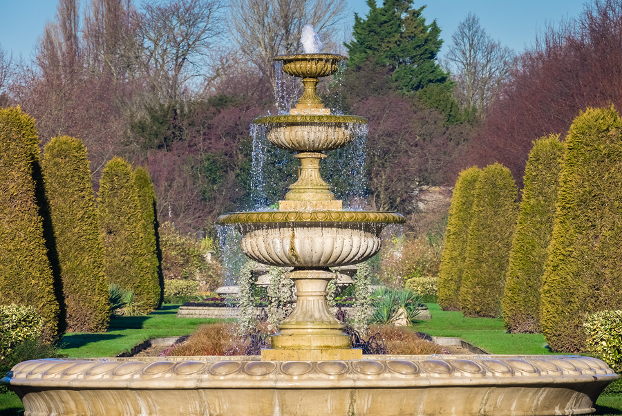 Elegant Fountain With Dripping Water in Regent`s Park, London UK
