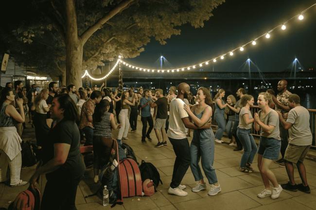  Outside Royal Festival Hall on the river bank - salserosfriends